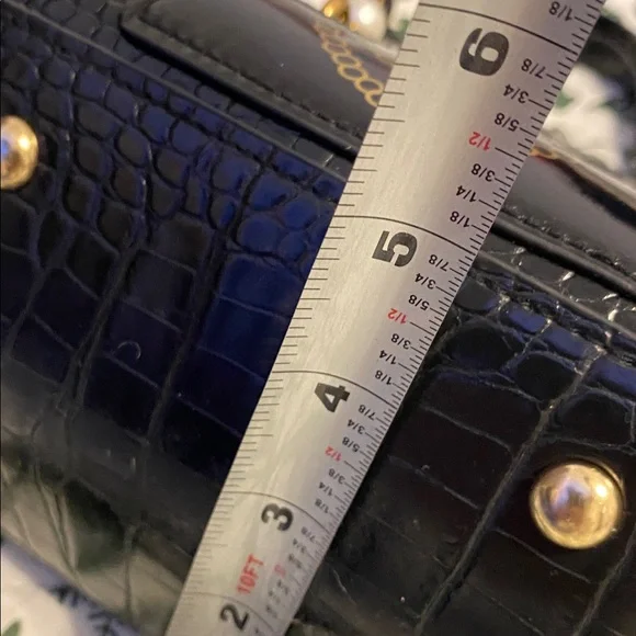 Black Croc-Embossed Handbag with Face Design, fun purse good condition - Picture 9 of 9